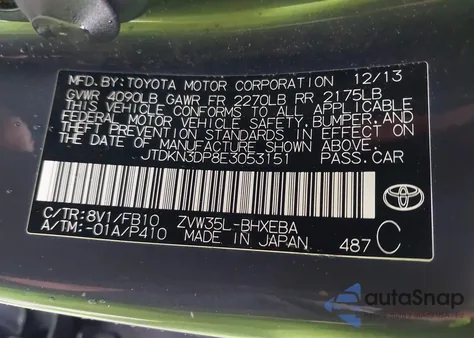 2014 Toyota Prius Plug-In from USA, damaged, VIN JTDKN3DP8E3053151
